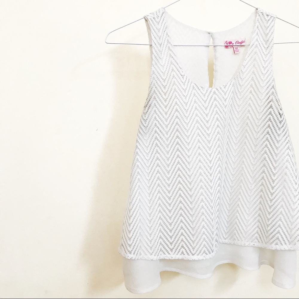 Tank Blouse with Lace Overlay